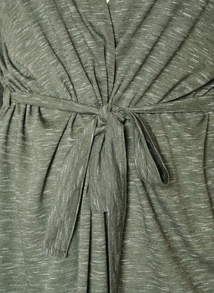 Long jersey cardigan with tie-belt, Green, Packshot image number 2