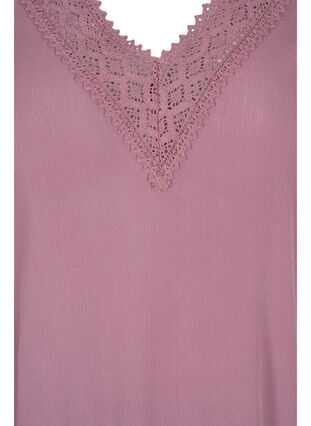 Short-sleeved viscose tunic with lace details, Grape Shake, Packshot image number 2