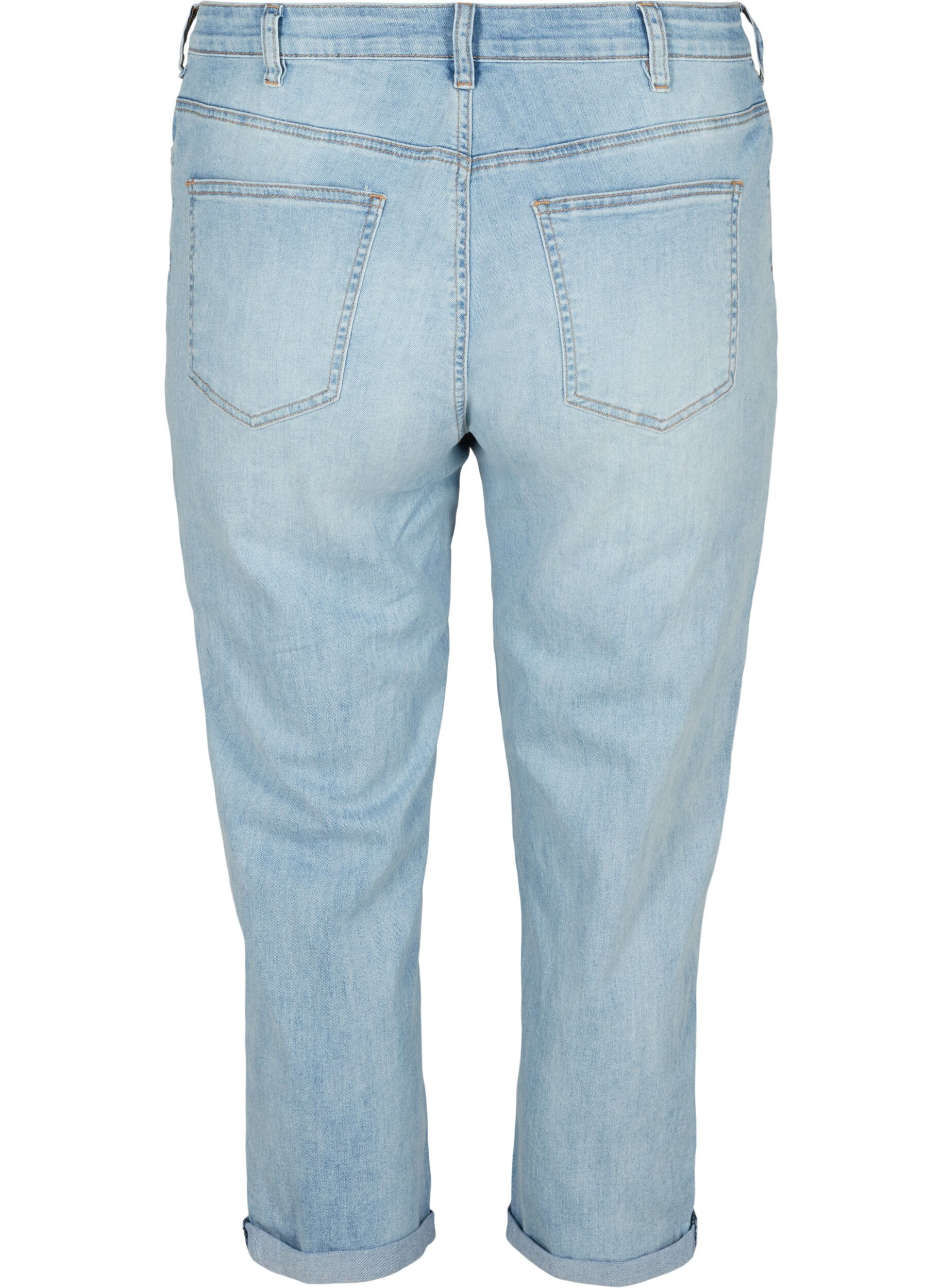 Zizzifashion7/8 jeans with rolled up hems and high waist, Light Blue, Packshot image number 1