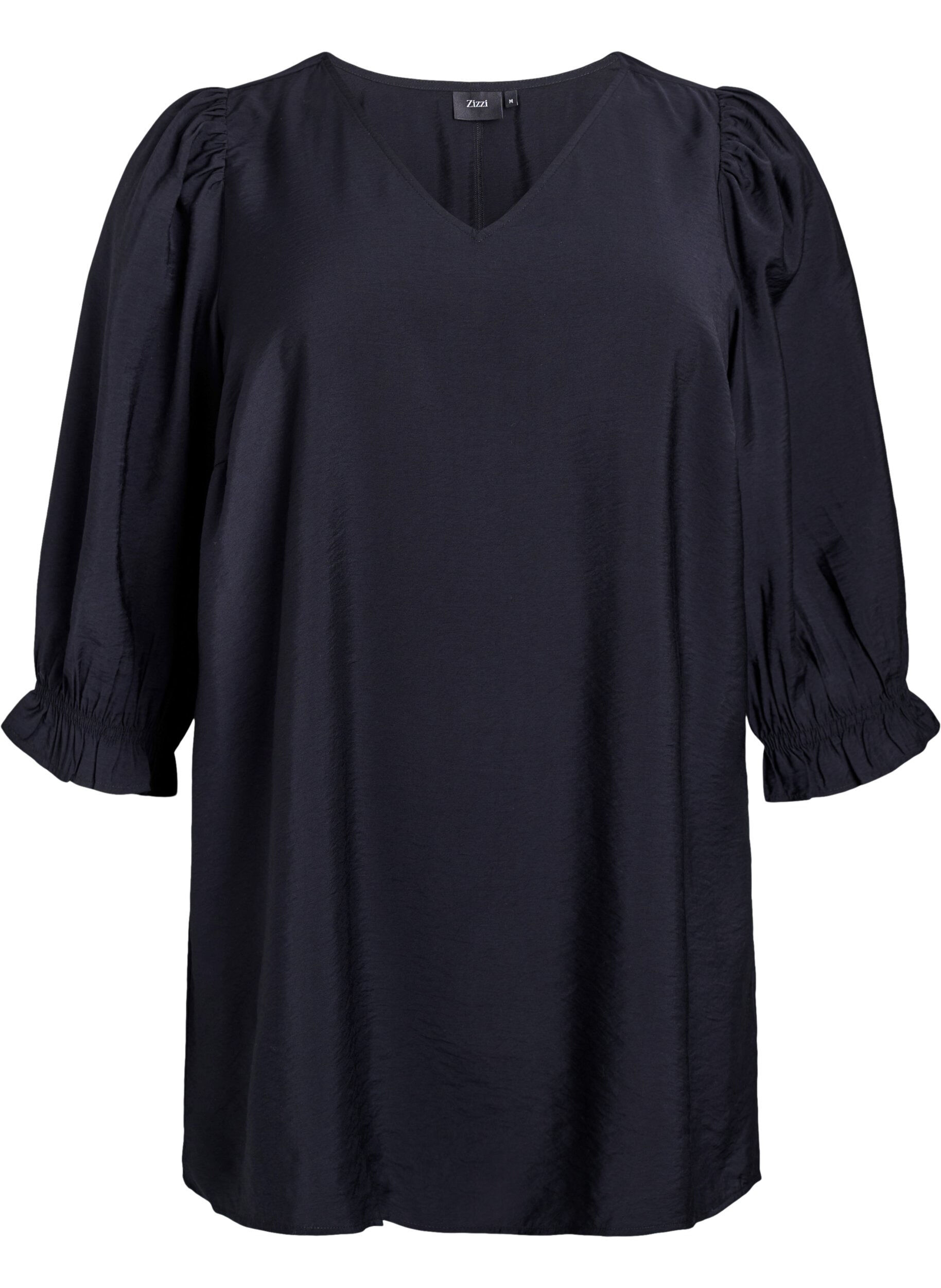 Zizzifashion Tunic with 3/4 sleeves and a V-neck, Black, Packshot image number 0
