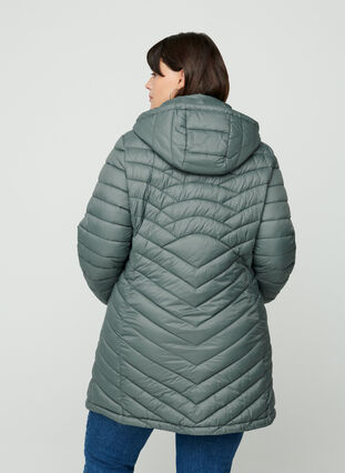 Long, quilted, lightweight jacket, Balsam Green, Model image number 1