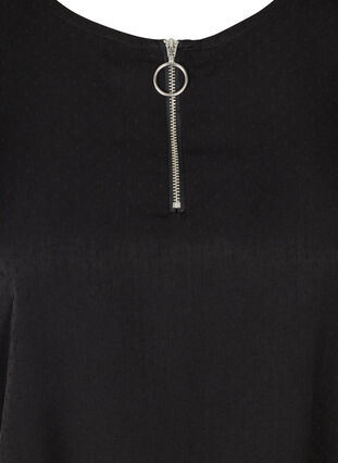 Short-sleeved blouse with a zip detail, Black, Packshot image number 2