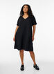 Short-sleeved dress with a V-neck, Black, Model image number 1