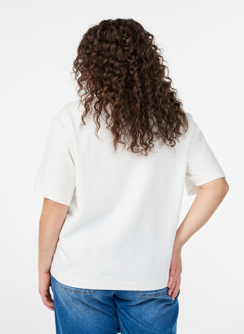 Boxy cotton t-shirt, White, Model image number 3