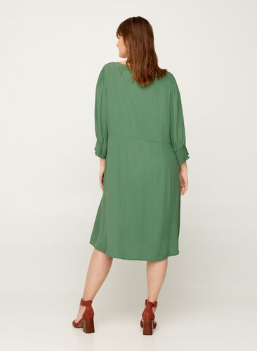 Viscose dress with 3/4 length sleeves, Dark Ivy, Model image number 1