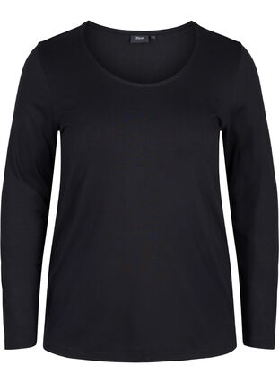 Long sleeve, viscose basic blouse, Black, Packshot image number 0