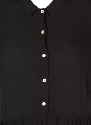 Short-sleeve viscose midi dress, Black solid , Packshot image number 2