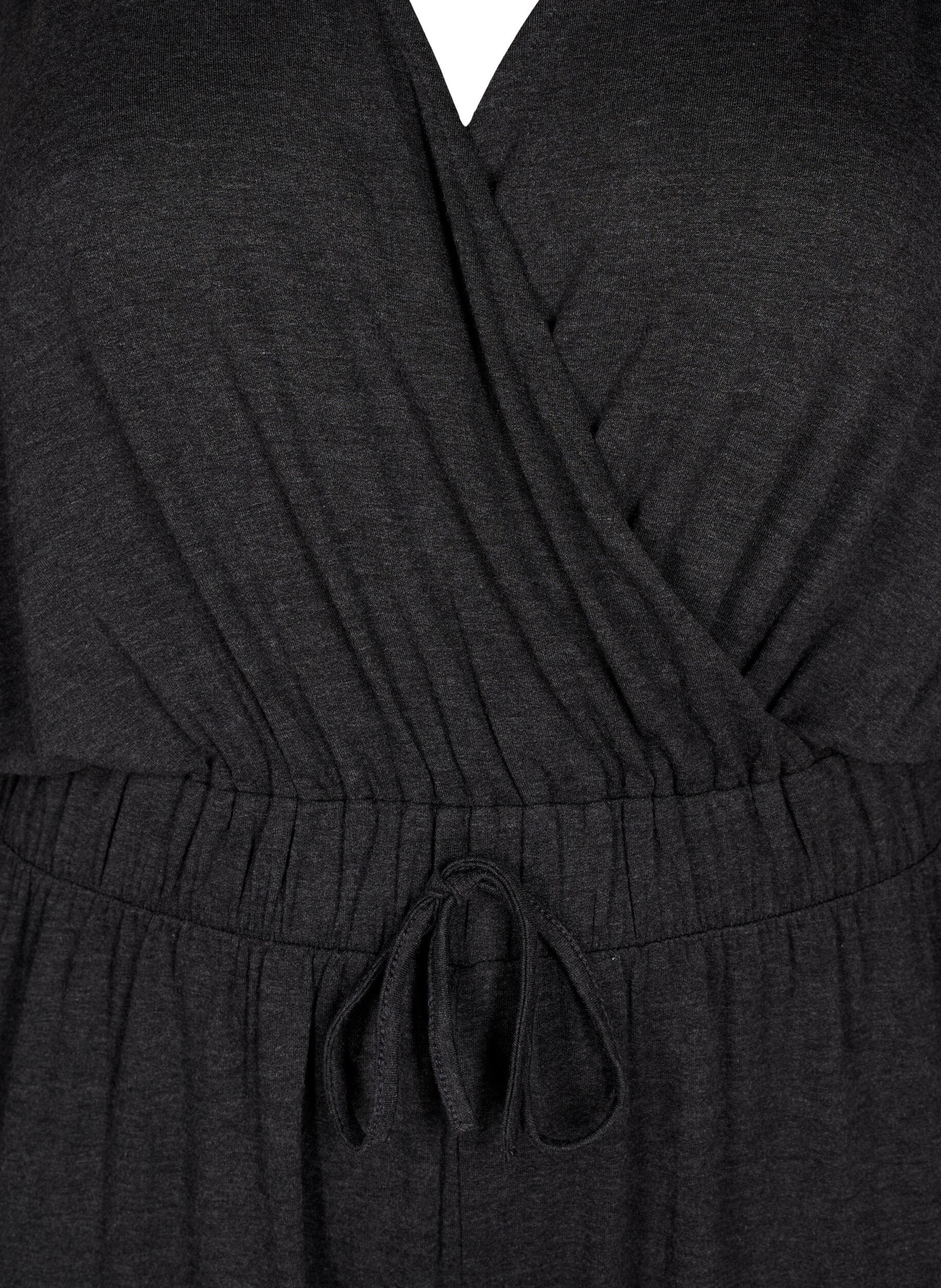 Zizzifashion Jumpsuit with wrap and ties, Dark Grey Melange, Packshot image number 2