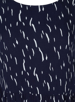 Viscose dress with print and 3/4 length sleeves, Night Sky Rain, Packshot image number 2