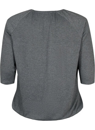 Malange blouse with 3/4 sleeves, Dark Grey Melange, Packshot image number 1