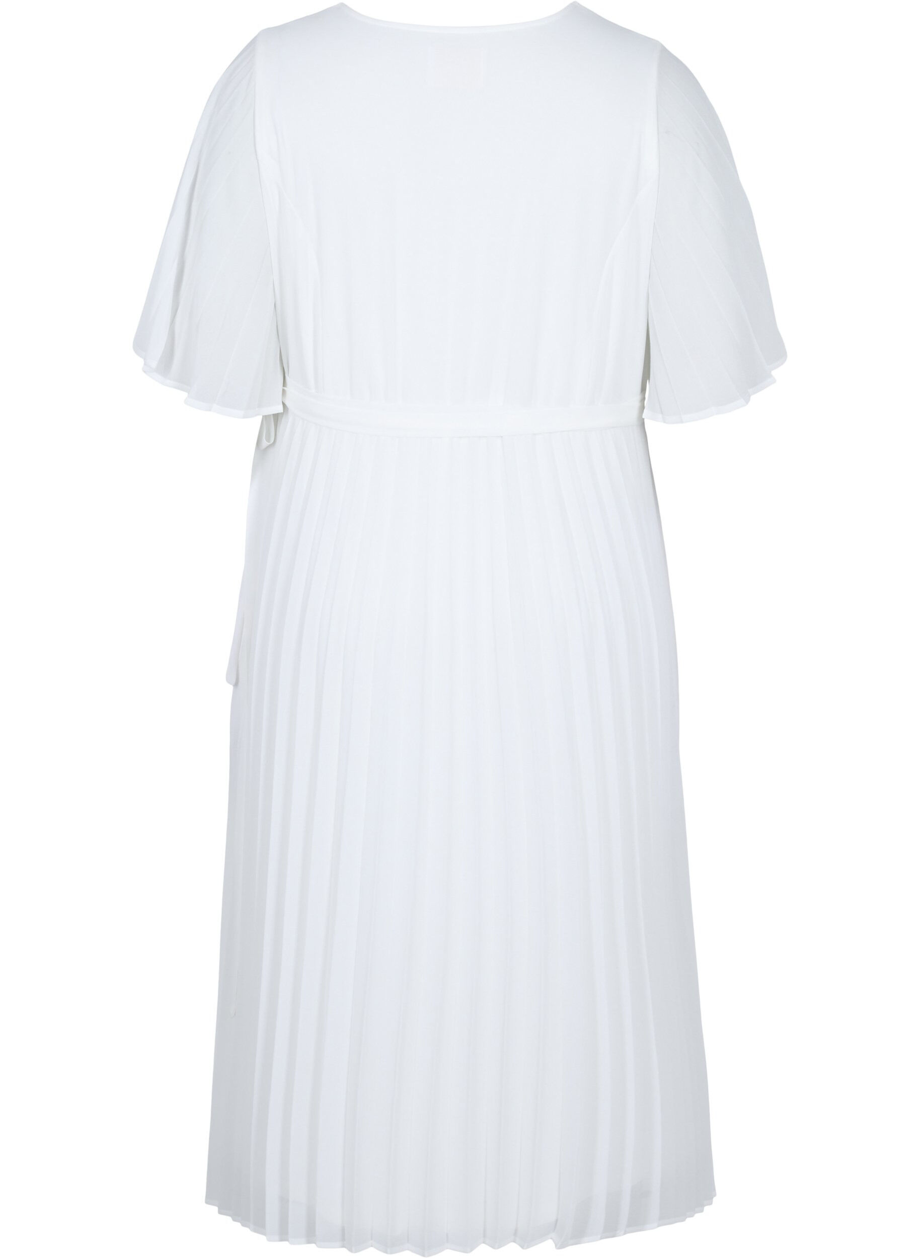 Zizzifashion Pleated midi dress with short sleeves, Star White, Packshot image number 1