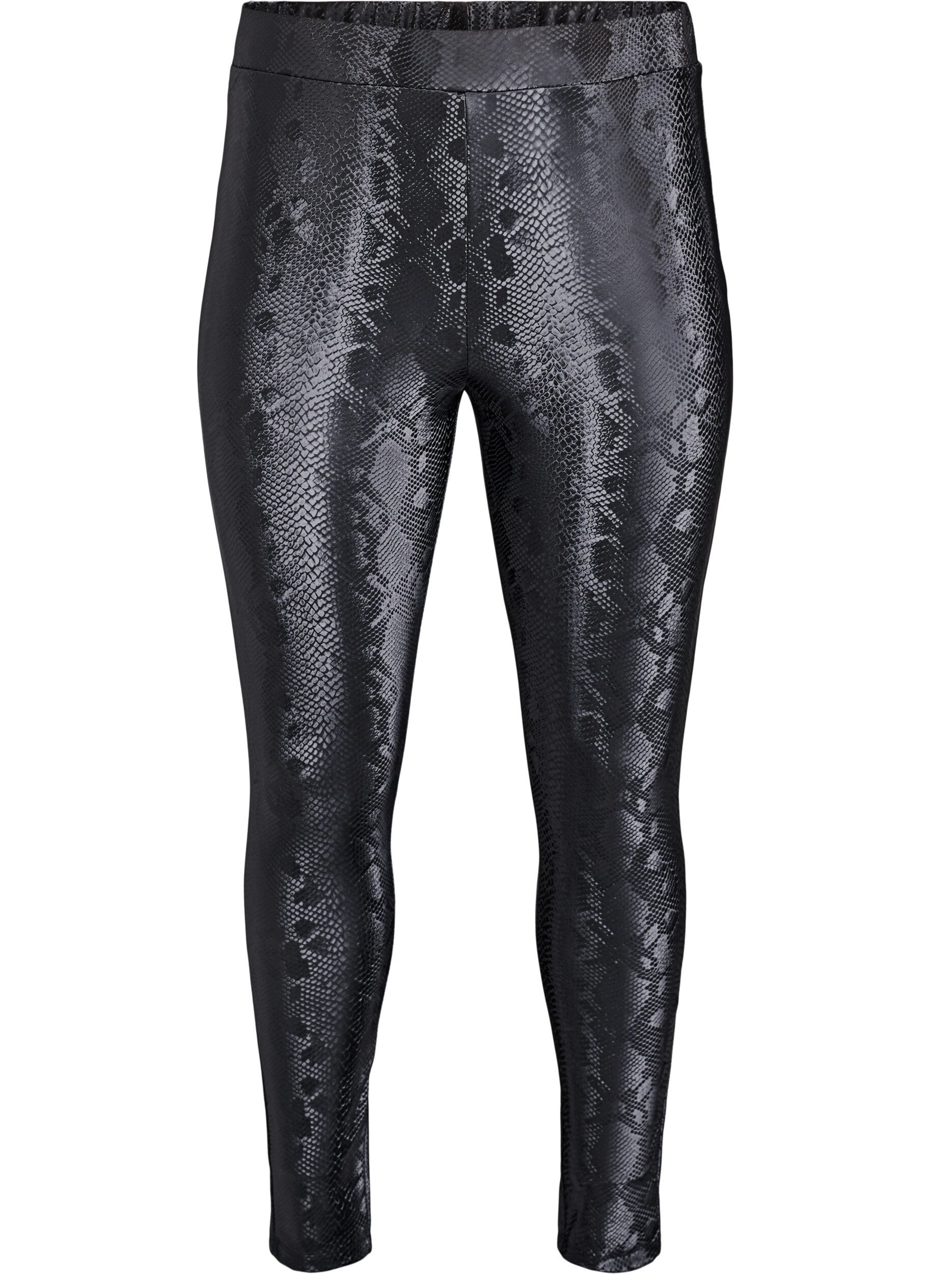 Leggings in faux leather with animal pattern