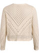 Short knitted cardigan with eyelet pattern, Sandshell, Packshot image number 1
