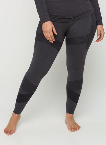 Seamless ski leggings, Dark Grey Melange, Model image number 0