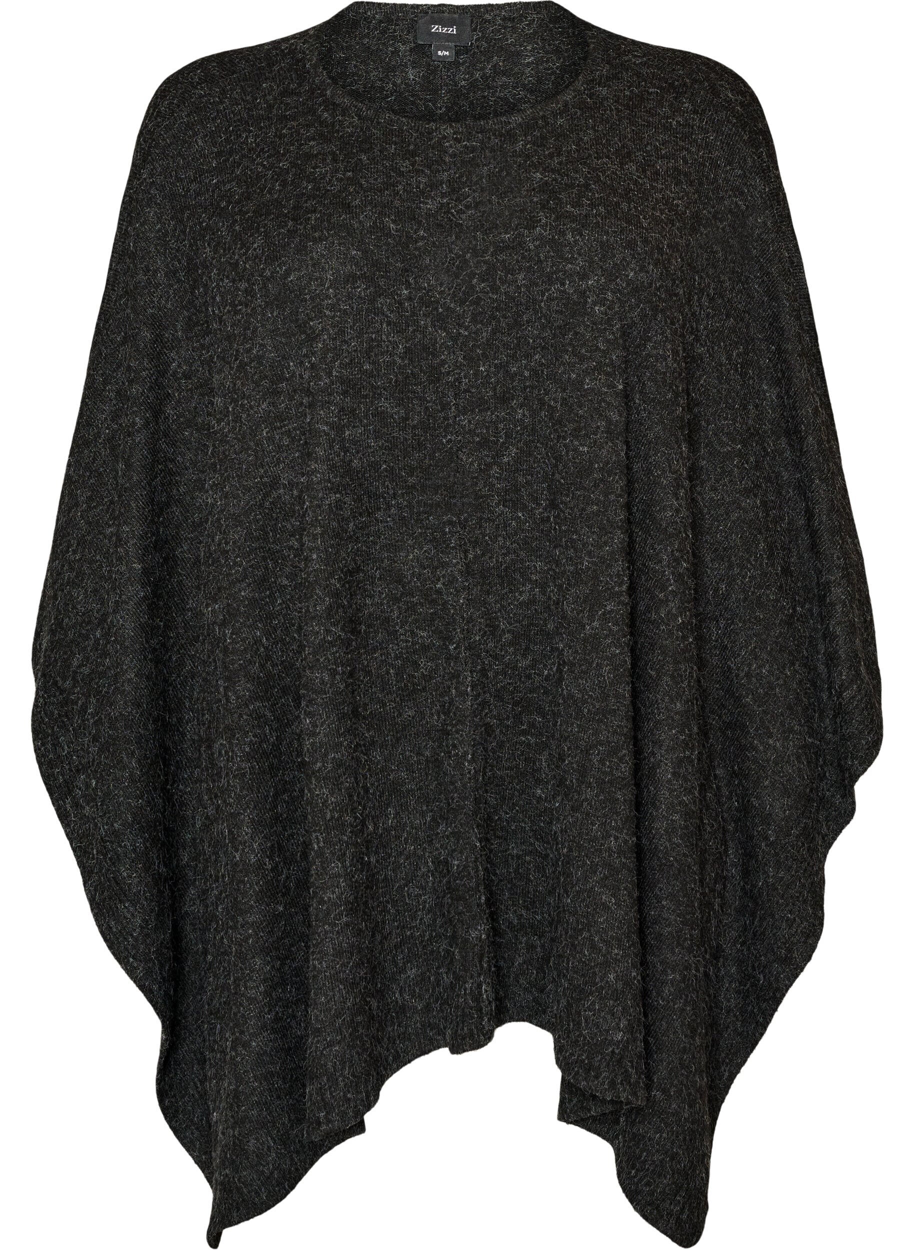Round neck knitted poncho