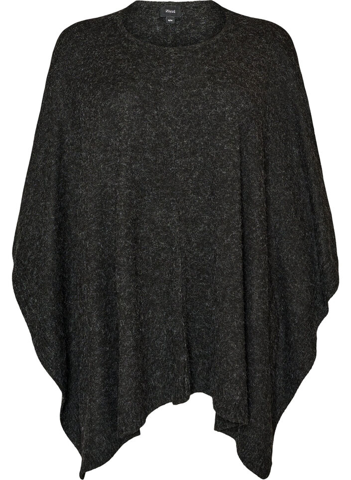 Round neck knitted poncho, Dark Grey, Packshot image number 0