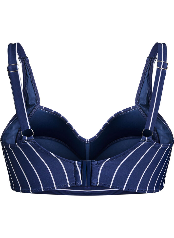 Padded bikini top with print, Blue, Packshot image number 1