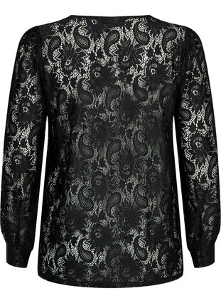 Lace top with frill detail, Black, Packshot image number 1