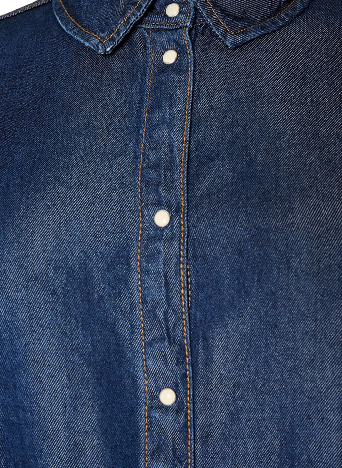 Denim shirt in lyocell with press studs, Blue, Packshot image number 2