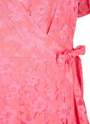 Wrap dress with lace and short sleeves, Pink Carnation, Packshot image number 2