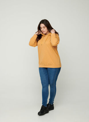 Hooded sweatshirt with print, Spruce Yellow Mel., Model image number 3