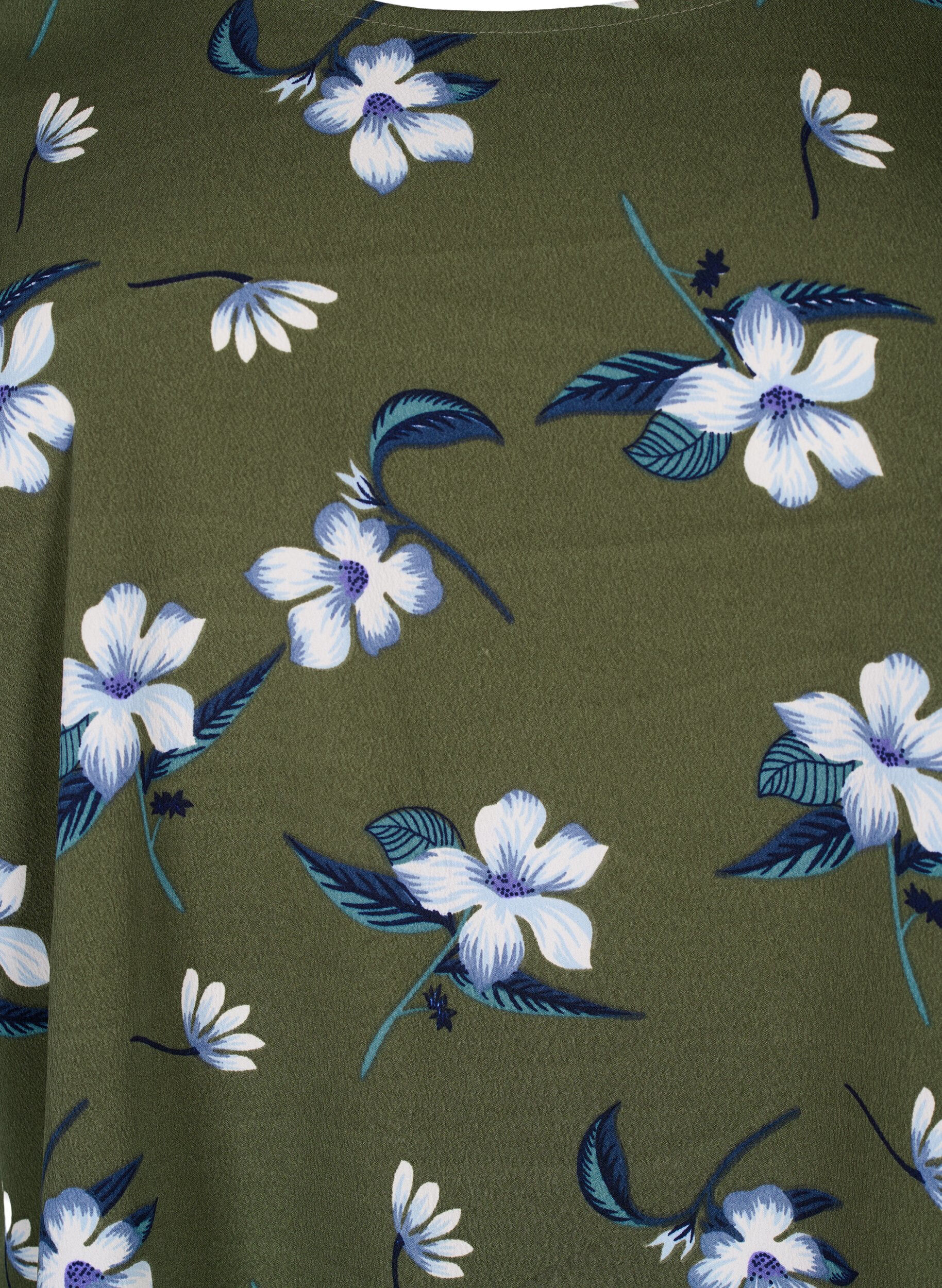 Zizzifashion FLASH - Blouse with short sleeves and print, Olive Night Flower, Packshot image number 2