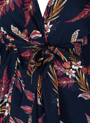 Floral viscose kimono with tie belt, Indian Summer Flower, Packshot image number 2
