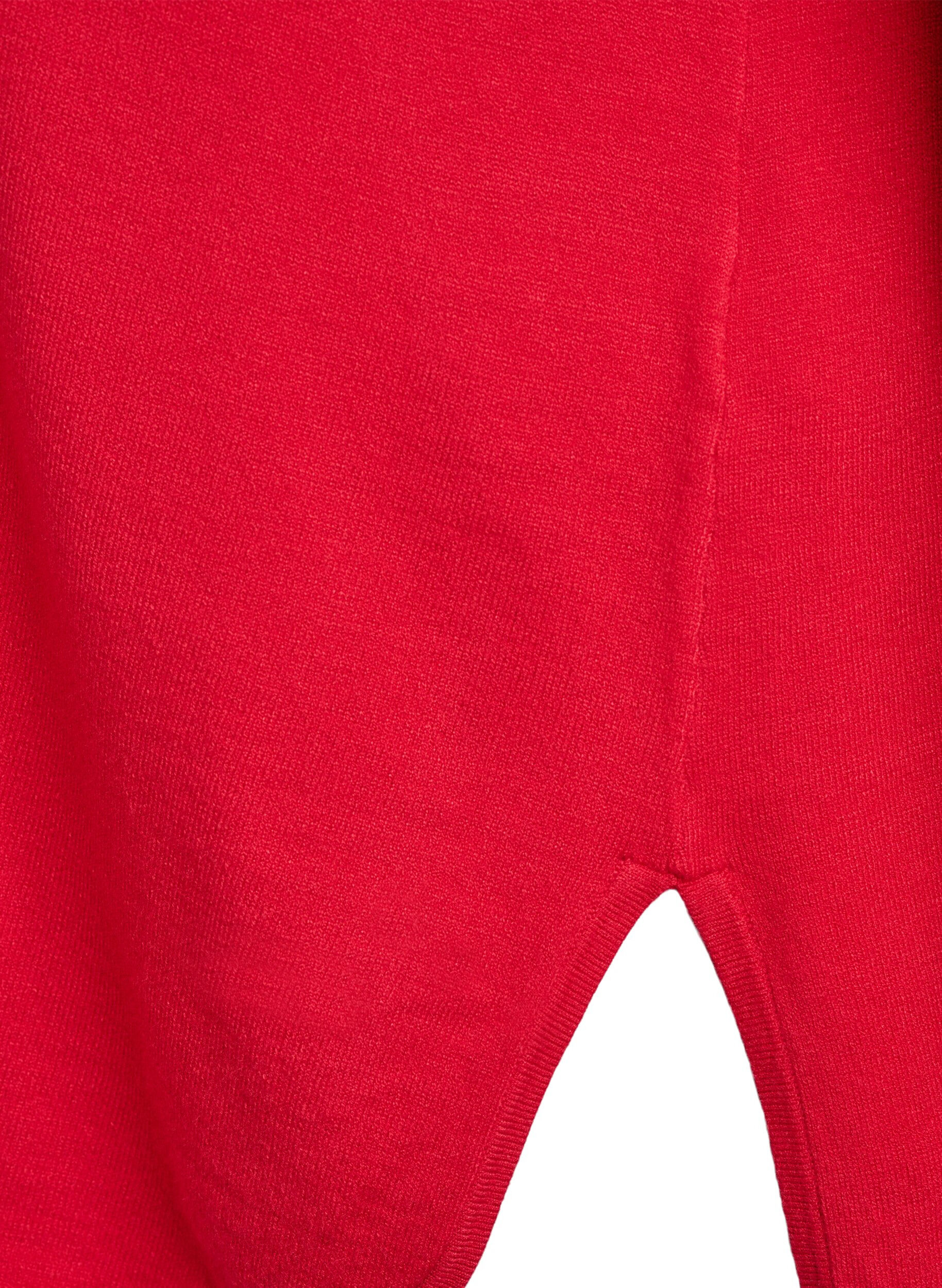 Zizzifashion Fine-knit blouse with v-neck and front detail, Red, Packshot image number 3
