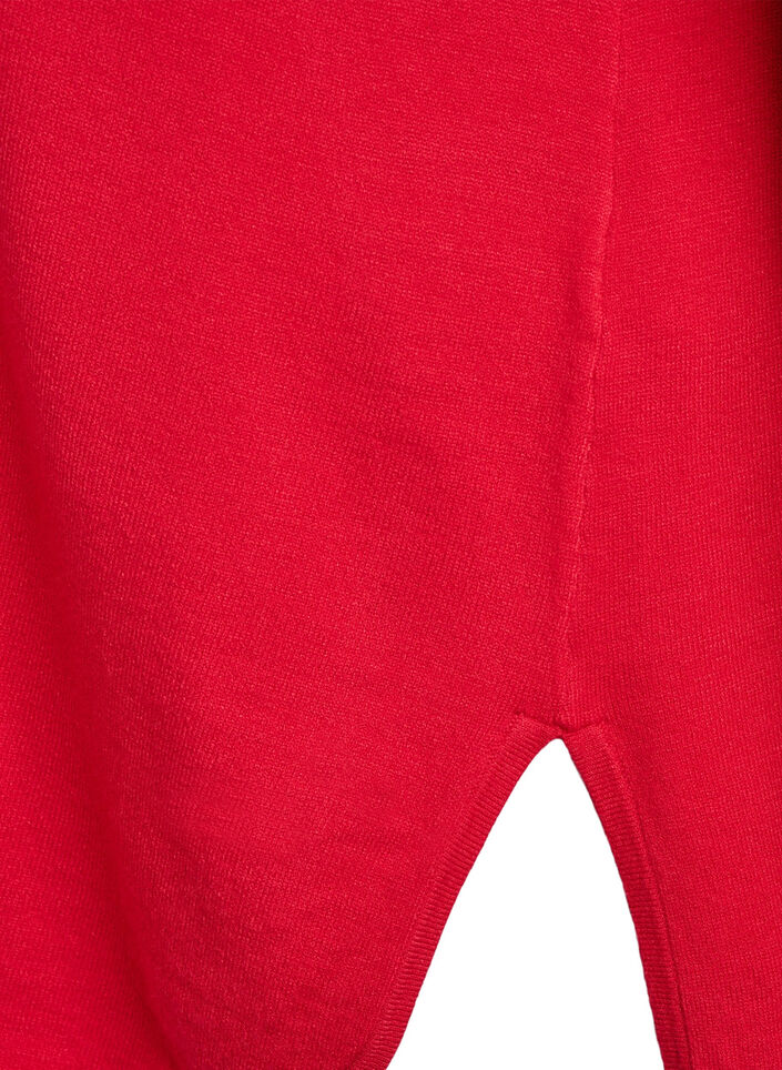 Fine-knit blouse with v-neck and front detail, Red, Packshot image number 3