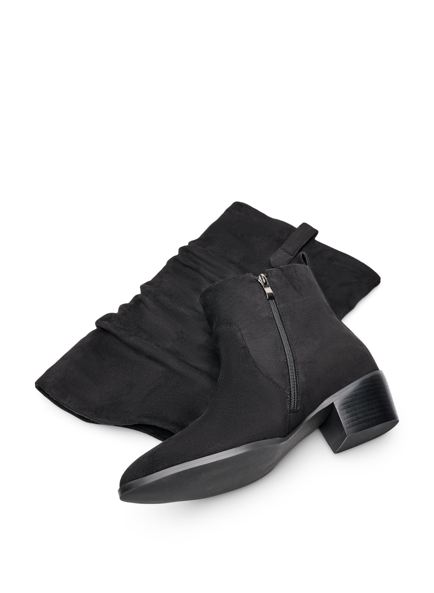 ZizzifashionLong suede-look boot with a detachable shaft, Black, Packshot image number 2