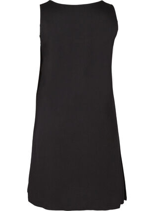 Sleeveless cotton dress in A-line, Black NOIR, Packshot image number 1