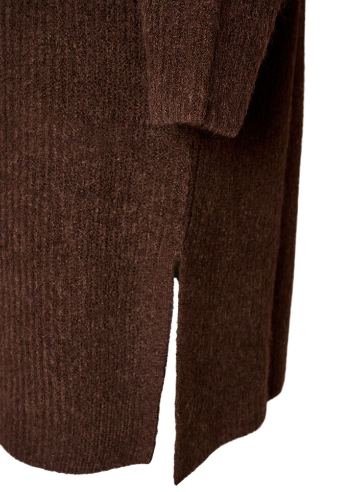 Knitted dress with turtleneck, Brown, Packshot image number 3