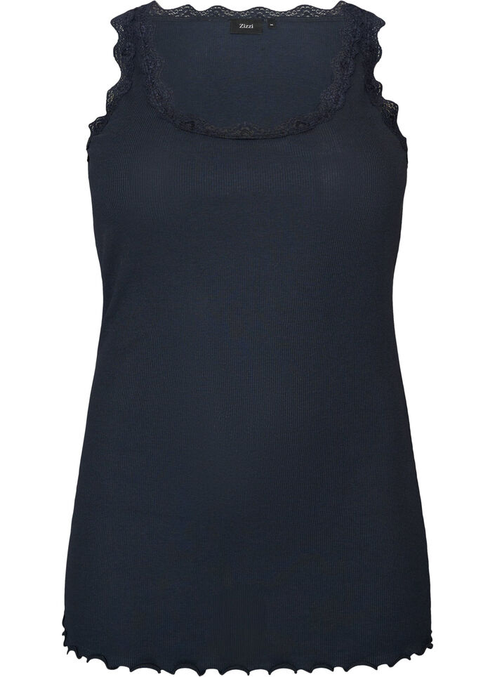 Top with lace trim, Blue, Packshot image number 0