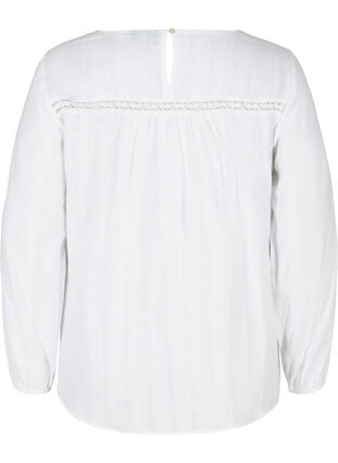 Cotton blouse with long sleeves and embroidery, Bright White, Packshot image number 1