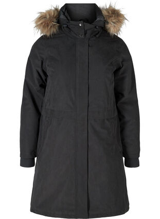 Waterproof winter jacket with removable hood, Grey as sample, Packshot image number 0