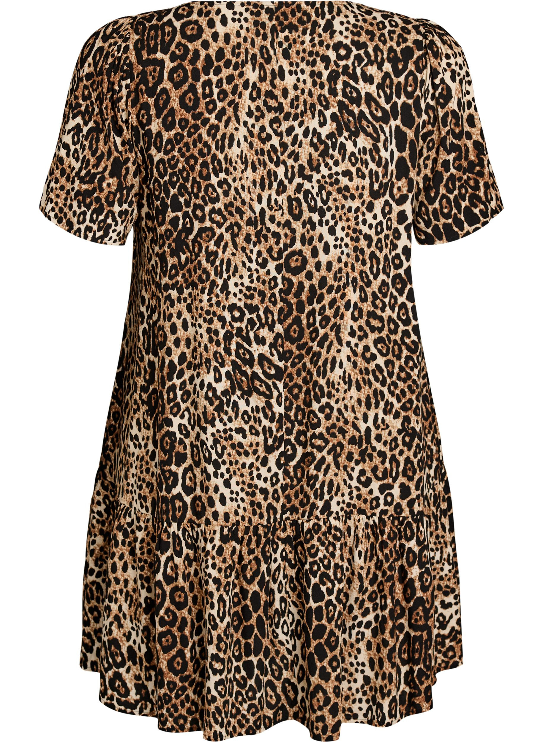Zizzifashion Viscose dress with cutline, Brown, Packshot image number 1