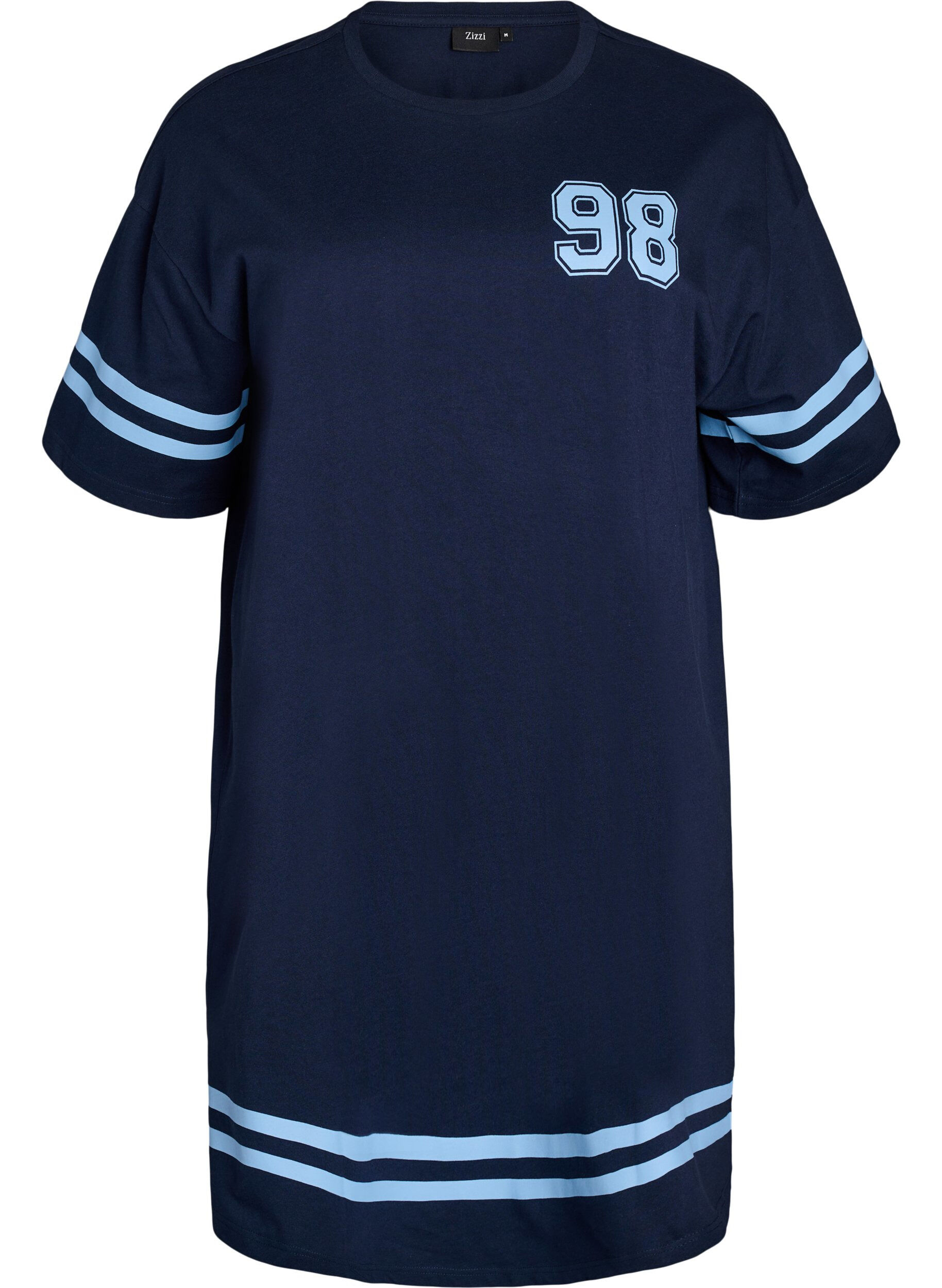 Zizzifashion Short T-shirt dress with sporty details, Blue, Packshot image number 0