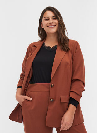 Blazer with button fastening and pockets, Tortoise Shell, Model image number 0