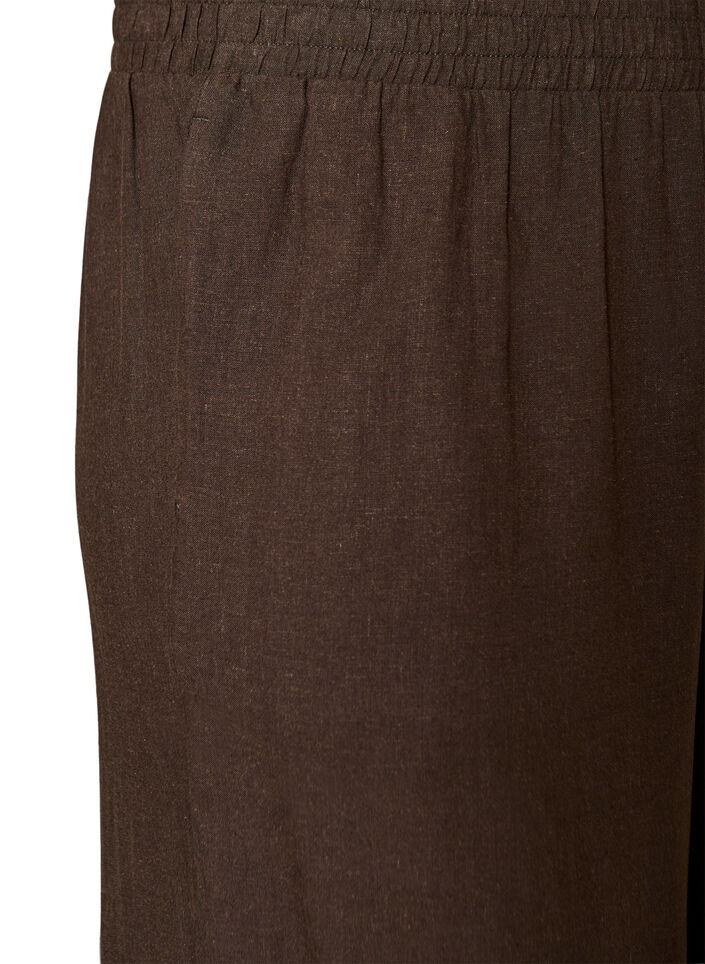 Wide-leg linen and viscose trousers, Brown, Packshot