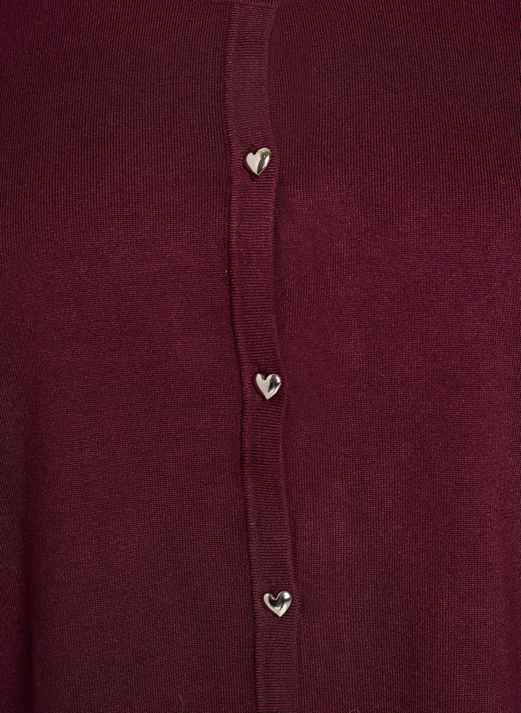 ZizzifashionKnit cardigan with heart buttons and short sleeves, Red, Packshot image number 2