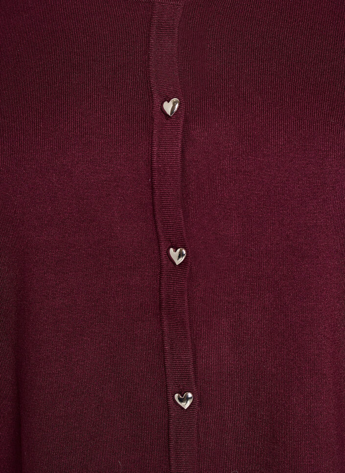 Knit cardigan with heart buttons and short sleeves, Red, Packshot image number 2