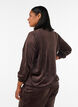 Soft velour cardigan with a zipper and high collar, Brown, Model image number 2