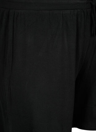 Loose-fitting viscose shorts with ribbing, Black, Packshot image number 2