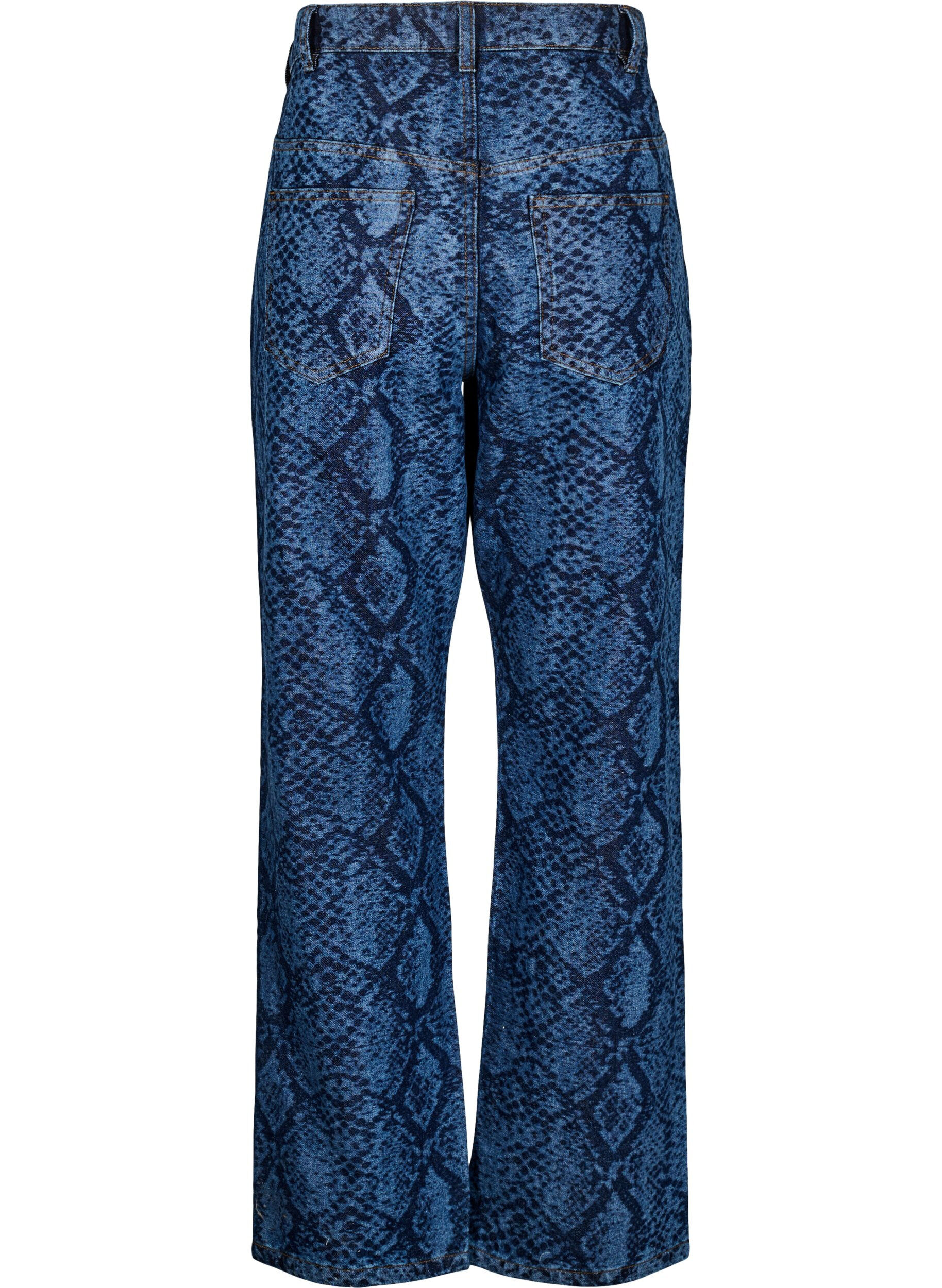 Zizzifashion Emily jeans with snake print, Blue, Packshot image number 1