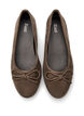 Wide fit - Faux suede ballerina with bow, Brown, Packshot image number 2