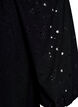 Blouse with short puff sleeves and an openwork pattern, Black, Packshot image number 3