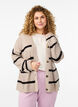FLASH - Knitted cardigan with stripes and buttons, Beige, Model image number 0