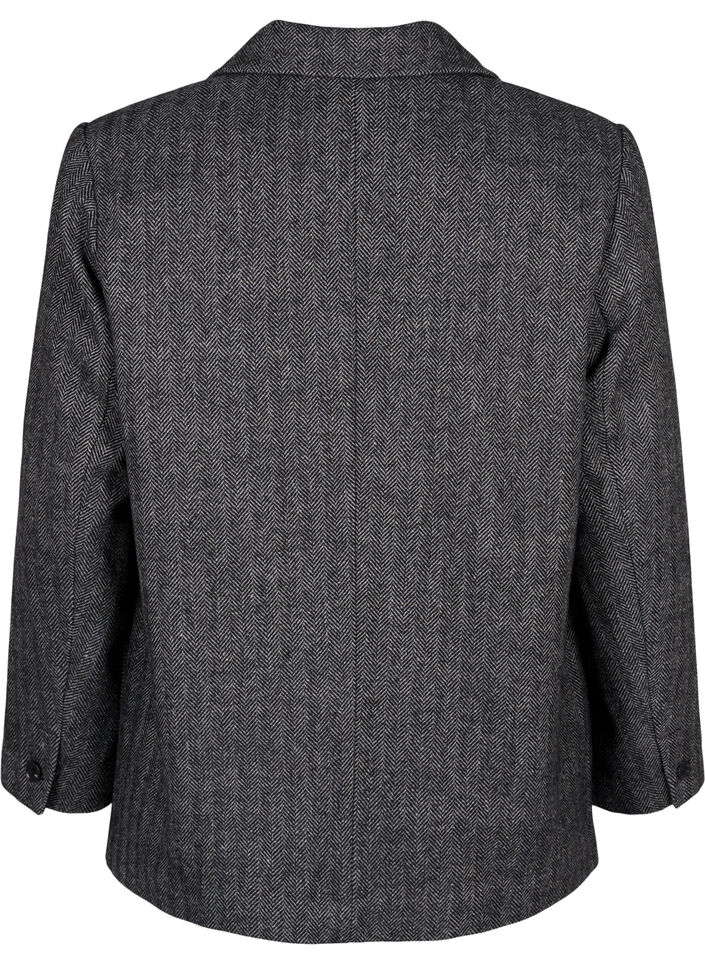 Wool-blend blazer with pockets, Dark Grey Melange, Packshot image number 1