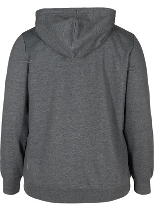 Sweat cardigan with zipper and hood, Dark Grey Melange, Packshot image number 1