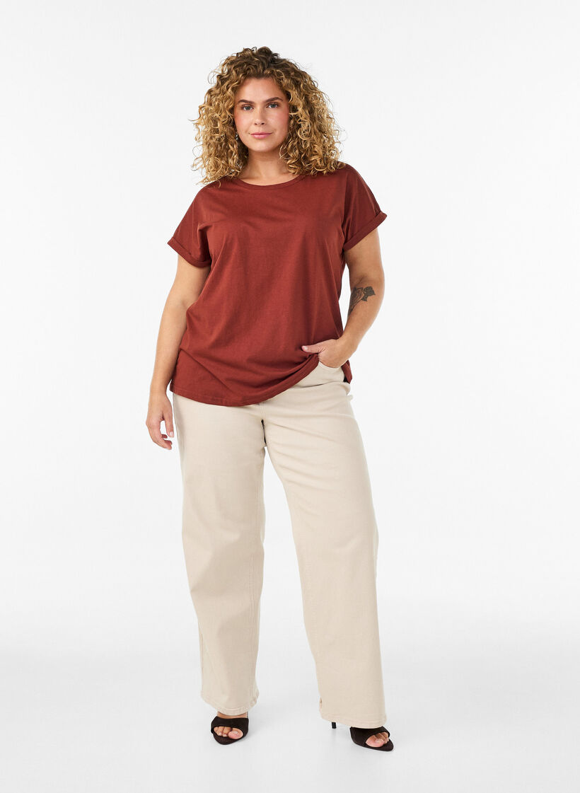 Short-sleeved cotton blend T-shirt, Red, Model image number 1